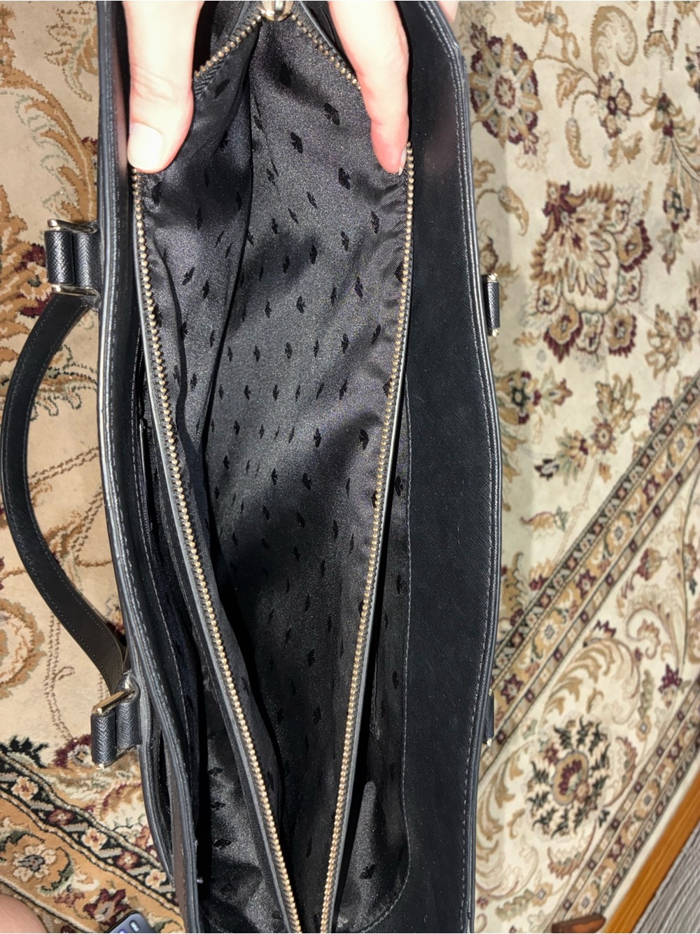 kate spade Black Saffiano Leather Tote with Luggage Tag - Picture 8 of 13